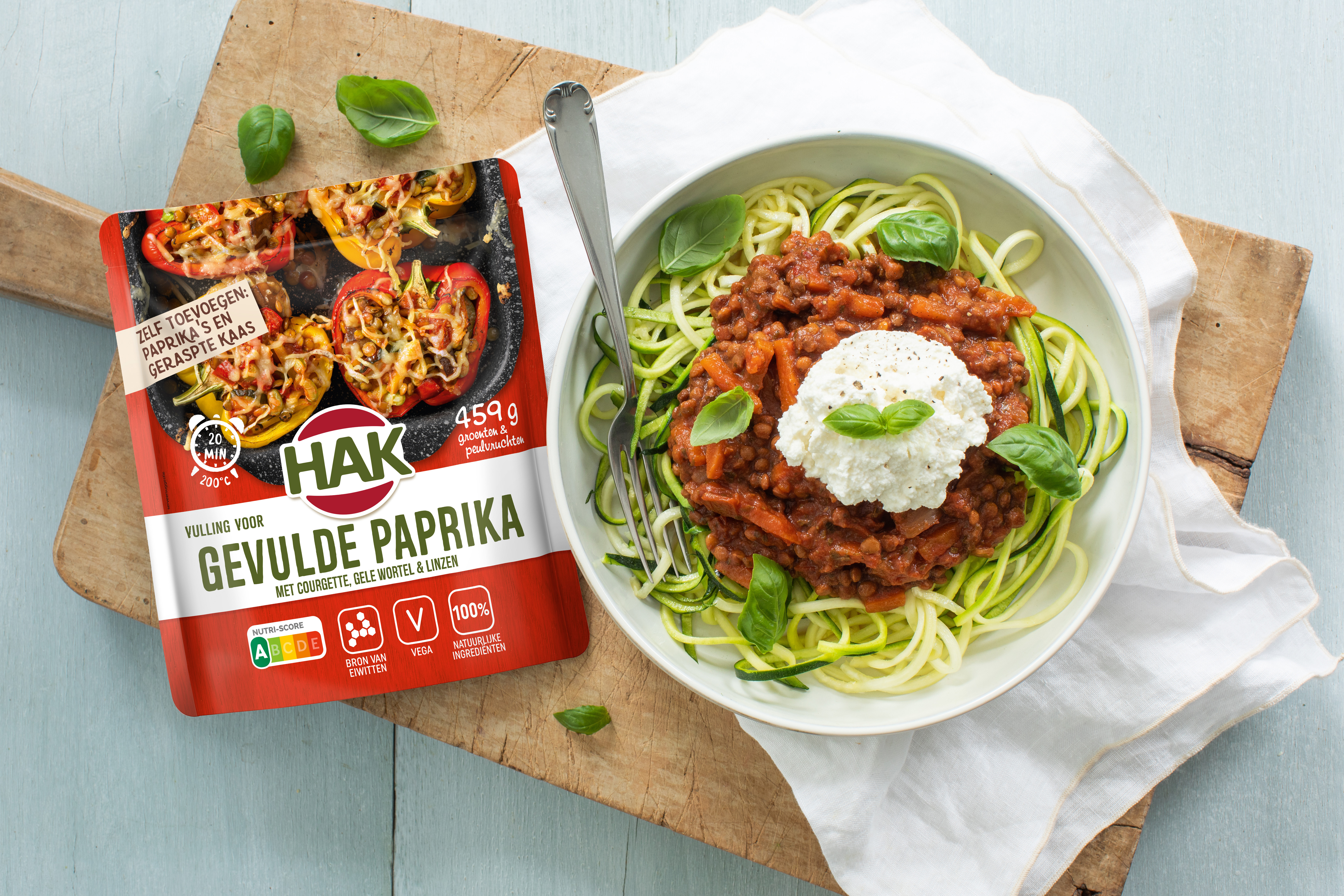 HAK Courgetti gevulde paprika